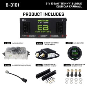 Club Car Carryall Eco Lithium 48v 105Ah Battery Bundle - Skinny - Image 1