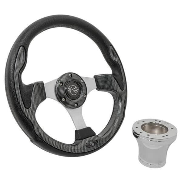 GTW Carbon Fiber Rally Steering Wheel with Chrome Adapter GTW Carbon Fiber Rally Steering Wheel with Chrome Adapter