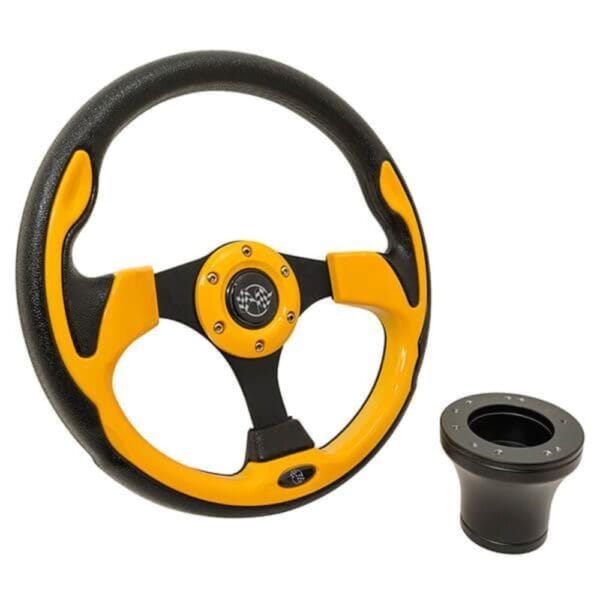 Club Car DS with Yellow Race Steering Wheel