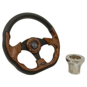 1982-Up Club Car DS - GTW Wood Grain racer Steering Wheel with Chrome Kit - Image 1