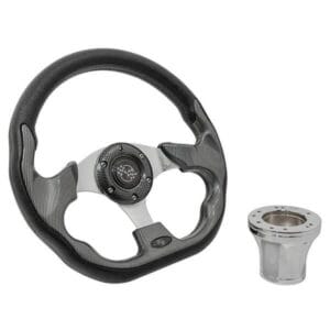 1985-Up Yamaha - GTW Carbon Fiber Racer Steering Wheel with Chrome Adaptor - Image 1