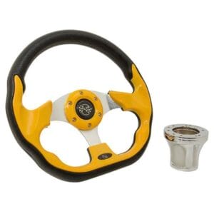 1985-Up Yamaha - GTW Yellow Racer Steering Wheel with Chrome Adaptor - Image 1
