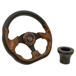 1994.5-Up EZGO - GTW Woodgrain Racer Steering Wheel with Black Adaptor - Image 1