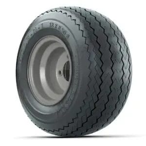 Set of (4) 8 in Gray Steel Wheels with 18 in Kenda Hole-N-1 Tires - Image 3