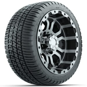 Set of (4) 10 in Matte Black Steel Offset Wheels with 205/50-10 Fusion Street Tires - Image 3