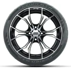 GTW Spyder Machined/Black 15 in Wheels with 215/40-R15 Fusion GTR Street Tires – Full Set - Image 2