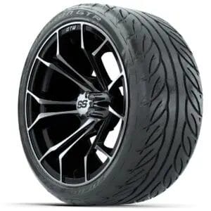 GTW Spyder Machined/Black 15 in Wheels with 215/40-R15 Fusion GTR Street Tires – Full Set - Image 3