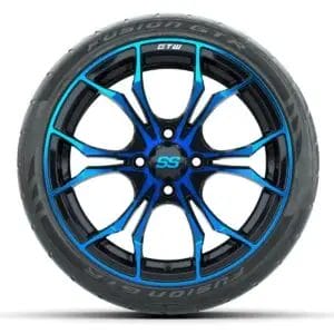 GTW Spyder Blue/Black 15 in Wheels with 215/40-R15 Fusion GTR Street Tires – Full Set - Image 2