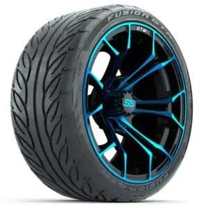 GTW Spyder Blue/Black 15 in Wheels with 215/40-R15 Fusion GTR Street Tires – Full Set - Image 3
