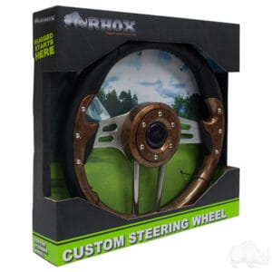 RHOX Steering Wheel, Aviator 4 Woodgrain Grip/Brushed Aluminum Spokes 13" Diameter - Image 5