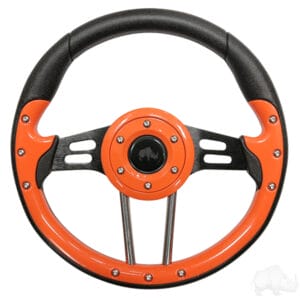 RHOX Aviator 4 Orange Grip Golf Cart Steering Wheel