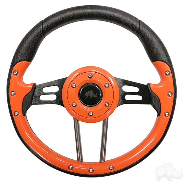 RHOX Aviator 4 Orange Grip Golf Cart Steering Wheel RHOX Aviator 4 Orange Grip Golf Cart Steering Wheel