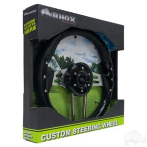 RHOX Steering Wheel, Aviator 4 Black Grip/Brushed Aluminum Spokes 13" Diameter - Image 3