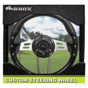 RHOX Steering Wheel, Aviator 4 Black Grip/Brushed Aluminum Spokes 13" Diameter - Image 4