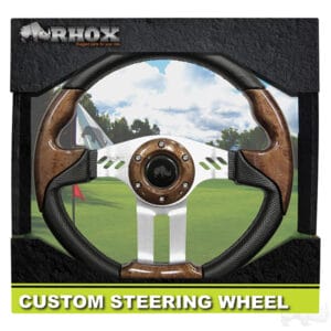 RHOX Aviator 5 Steering Wheel – Woodgrain Grip / Brushed Aluminum Spokes (13″ Diameter) - Image 5