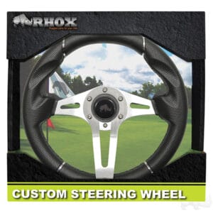 RHOX Steering Wheel, Challenger Black Grip/Brushed Aluminum Spokes 13" Diameter - Image 13