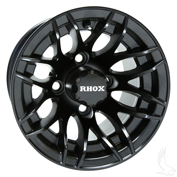 RHOX RX175 Gloss Black10×7 ET -25–Golf Cart Rims