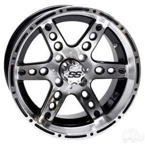 RHOX RX187 Machined Gloss Black 14×7 ET-15 – 10" Golf Cart Rims | Golf Cart Tires and Wheels
