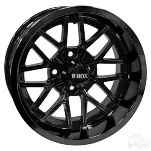 RHOX RX281Gloss Black 14×7 ET-25 – Golf Cart Rims
