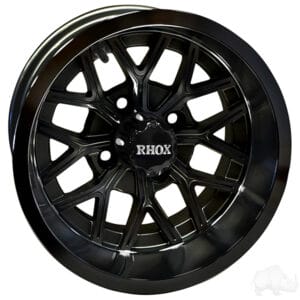 RHOX RX284 Gloss Black 12×6 ET-10-Golf Cart Rims
