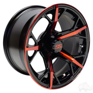 RHOX RX400  Gloss Black/Red 14×7 ET-25- Glof Cart Rim - Image 3