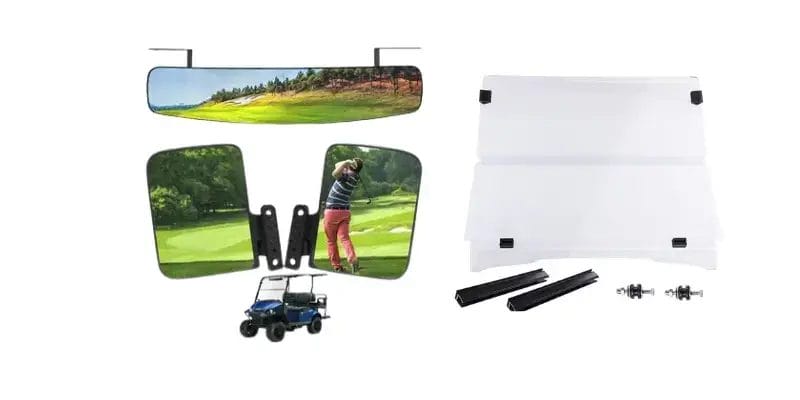 Golf cart windshields mirrors light kits